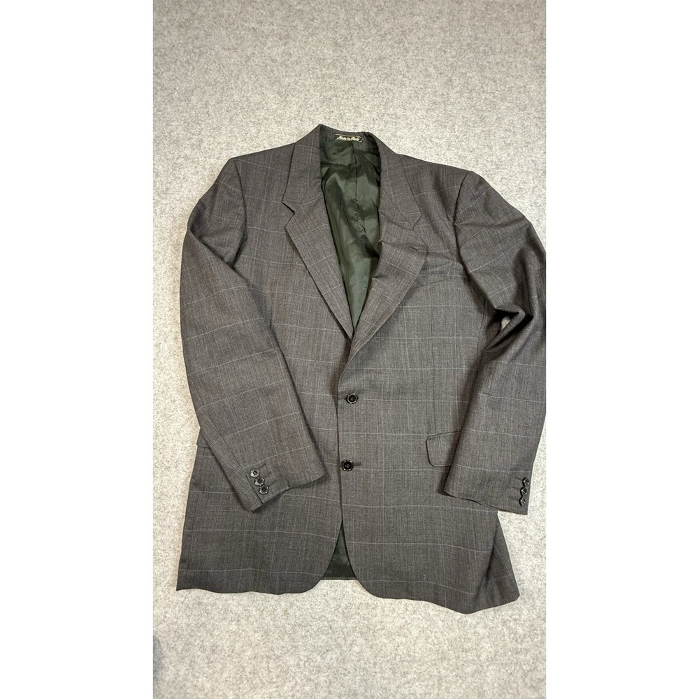 Profilo Gift Men's Wool Suit Made Italy Gray Plaid 2 Piece Jacket Pants 36x30